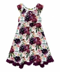 Cheapest 🎁 Millie Loves Lily White & Plum Floral Glory Ruffle Chiffon Angel-Sleeve 👗 Dress - Infant, Toddler & 👧 Girls For Kids 🔔