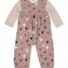 Best Sale 🔥 Little Millie Mauve Hearts Ruffle-Trim Playsuit - Infant & Toddler For Kids 🔔