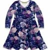 Outlet 👏 Millie Loves Lily Purple & Navy Fame Floral Bow-Accent Long-Sleeve A-Line 👗 Dress - Infant, Toddler & 👧 Girls For Kids 😀