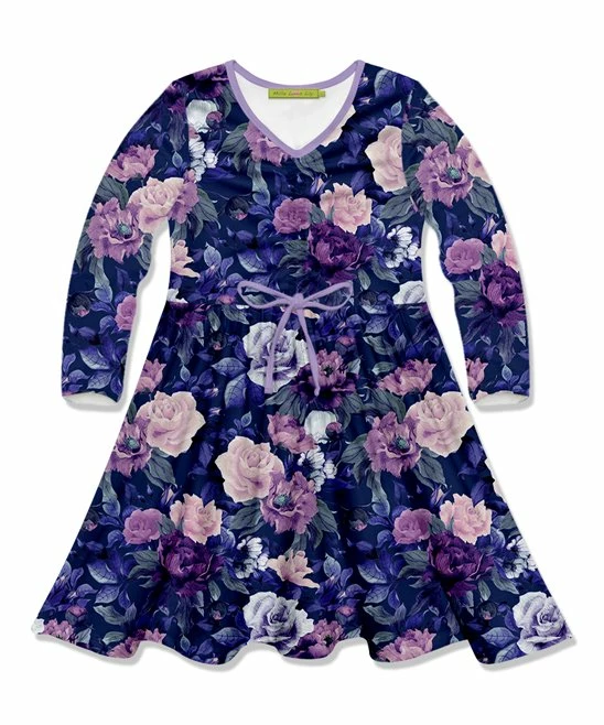 Outlet π Millie Loves Lily Purple & Navy Fame Floral Bow-Accent Long-Sleeve A-Line π Dress - Infant, Toddler & π§ Girls For Kids π 1 Outlet π Millie Loves Lily Purple & Navy Fame Floral Bow-Accent Long-Sleeve A-Line π Dress - Infant, Toddler & π§ Girls For Kids π