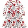 Deals ⌛ Millie Loves Lily White & Gray Hearts Bow-Accent Long-Sleeve A-Line 👗 Dress - Infant, Toddler & 👧 Girls For Kids 🥰