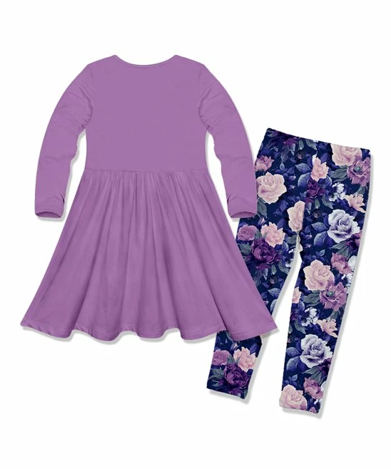 Buy β¨ Millie Loves Lily Purple Bow-Accent A-Line π Dress & Navy Fame Floral Leggings - Infant, Toddler & π§ Girls For Kids π 3 Buy β¨ Millie Loves Lily Purple Bow-Accent A-Line π Dress & Navy Fame Floral Leggings - Infant, Toddler & π§ Girls For Kids π - Image 3