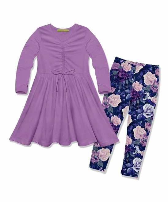 Buy β¨ Millie Loves Lily Purple Bow-Accent A-Line π Dress & Navy Fame Floral Leggings - Infant, Toddler & π§ Girls For Kids π 1 Buy β¨ Millie Loves Lily Purple Bow-Accent A-Line π Dress & Navy Fame Floral Leggings - Infant, Toddler & π§ Girls For Kids π