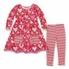 Best Pirce ✨ Millie Loves Lily Red Hearts & Flowers A-Line 👗 Dress & Stripe Leggings - Infant, Toddler & 👧 Girls For Kids ❤️
