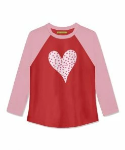 Discount ❤️ Millie Loves Lily Pink & Red Heart Long-Sleeve Raglan Tee - Infant, Toddler & 👧 Girls For Kids 🤩