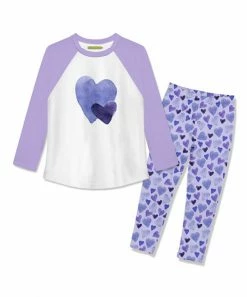 Cheapest ❤️ Millie Loves Lily White Petal Raglan Tee & Purple Heart To Heart Leggings - Infant, Toddler & 👧 Girls For Kids 👏