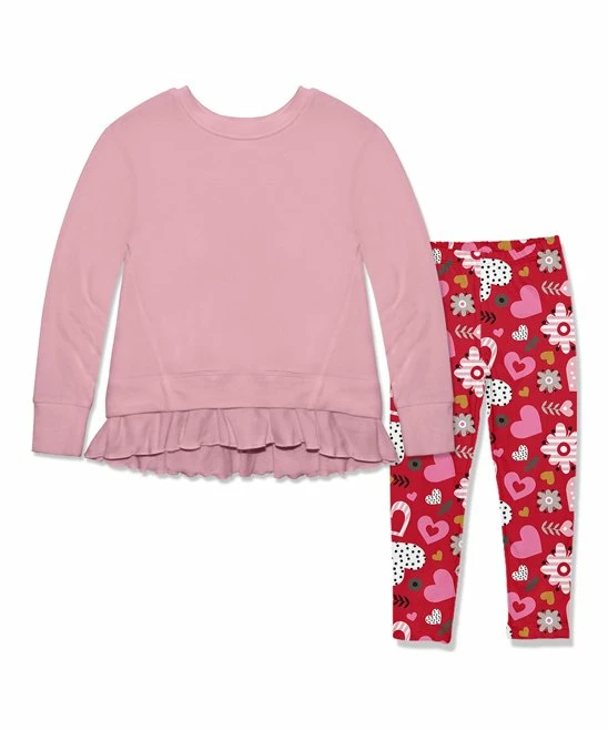 Outlet π Millie Loves Lily Dusty Pink Ruffle-Hem Sweatshirt & Pink & Red Hearts Leggings - Infant, Toddler & π§ Girls For Kids π 1 Outlet π Millie Loves Lily Dusty Pink Ruffle-Hem Sweatshirt & Pink & Red Hearts Leggings - Infant, Toddler & π§ Girls For Kids π
