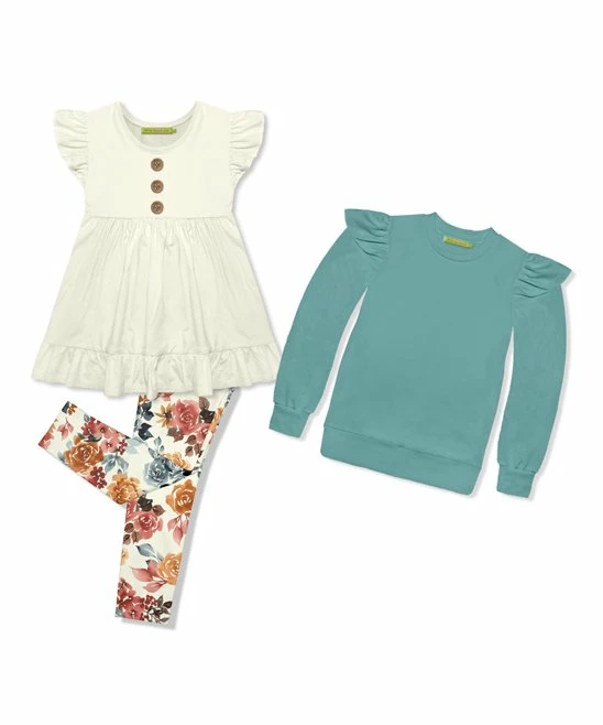 Best Pirce π€© Millie Loves Lily Cream & Nile Blue Autumn Florals Leggings Set - Infant, Toddler & π§ Girls For Kids π 1 Best Pirce π€© Millie Loves Lily Cream & Nile Blue Autumn Florals Leggings Set - Infant, Toddler & π§ Girls For Kids π