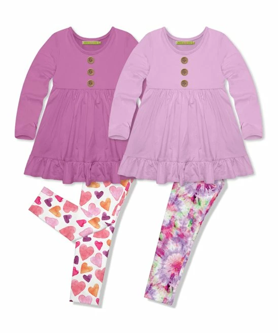 Wholesale π Millie Loves Lily Violet & Lilac Tie-Dye Hearts Leggings Set - Infant, Toddler & π§ Girls For Kids π₯ 1 Wholesale π Millie Loves Lily Violet & Lilac Tie-Dye Hearts Leggings Set - Infant, Toddler & π§ Girls For Kids π₯