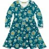 Best Pirce 👍 Millie Loves Lily Mint & Teal Fall Daisy Bow-Accent Long-Sleeve A-Line 👗 Dress - Infant, Toddler & 👧 Girls For Kids 🛒