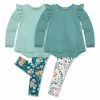 Coupon 😍 Millie Loves Lily Mint & Nile Blue Tiffany Floral Long-Sleeve Hi-Low Top Set - Infant, Toddler & 👧 Girls For Kids ⌛