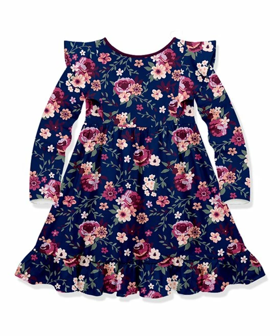 Wholesale 𧨠Millie Loves Lily Pink & Navy Willow Floral Long-Sleeve A-Line π Dress - Infant, Toddler & π§ Girls For Kids βοΈ 3 Wholesale 𧨠Millie Loves Lily Pink & Navy Willow Floral Long-Sleeve A-Line π Dress - Infant, Toddler & π§ Girls For Kids βοΈ - Image 3