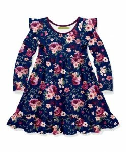 Wholesale 🧨 Millie Loves Lily Pink & Navy Willow Floral Long-Sleeve A-Line 👗 Dress - Infant, Toddler & 👧 Girls For Kids ✔️