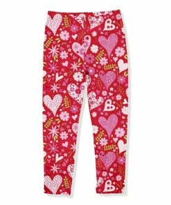 New 🎁 Millie Loves Lily Pink & Red Hearts & Flowers Leggings - Infant, Toddler & 👧 Girls For Kids 😍