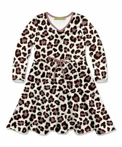 Cheap 🥰 Millie Loves Lily Brown & Cream Simply Leopard Bow-Accent Long-Sleeve A-Line 👗 Dress - Infant, Toddler & 👧 Girls For Kids 🔔