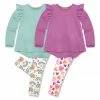 New 👍 Millie Loves Lily Mint & Violet Rainbow Hearts Long-Sleeve Hi-Low Top Set - Infant, Toddler & 👧 Girls For Kids ✔️