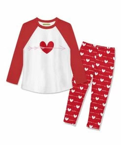Buy 😉 Millie Loves Lily White Long-Sleeve Raglan Tee & Red Arrow Heart Leggings - Infant, Toddler & 👧 Girls For Kids 🔔