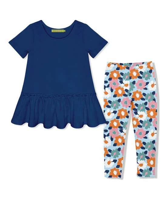 Best deal π Millie Loves Lily Navy Peplum Top & Ice Blue Painted Floral Leggings - Infant, Toddler & π§ Girls For Kids β 1 Best deal π Millie Loves Lily Navy Peplum Top & Ice Blue Painted Floral Leggings - Infant, Toddler & π§ Girls For Kids β