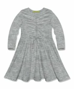 Deals 💯 Simply Millie By Millie Loves Lily Heather Gray Bow-Accent Long-Sleeve A-Line 👗 Dress - Infant, Toddler & 👧 Girls For Kids 👏