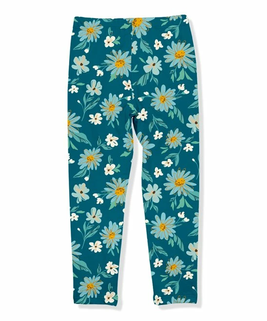 Hot Sale π― Millie Loves Lily Teal & White Daisy Fleece-Lined Leggings - Infant, Toddler & π§ Girls For Kids π₯ 3 Hot Sale π― Millie Loves Lily Teal & White Daisy Fleece-Lined Leggings - Infant, Toddler & π§ Girls For Kids π₯ - Image 3