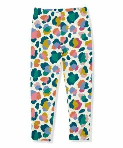 Best Pirce 🤩 Millie Loves Lily Cream & Teal Technicolor Leopard Fleece-Lined Leggings - Infant, Toddler & 👧 Girls For Kids ✔️