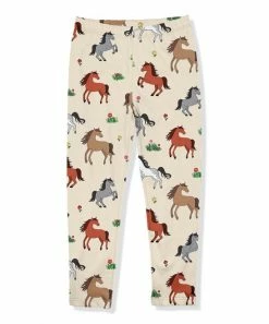 Brand new ❤️ Millie Loves Lily Wheat & Brown Pony Flowers Fleece-Lined Leggings - Infant, Toddler & 👧 Girls For Kids ⌛