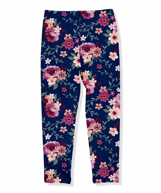 Best Pirce π Millie Loves Lily Navy & Plum Willow Floral Fleece-Lined Leggings - Infant, Toddler & π§ Girls For Kids β€οΈ 2 Best Pirce π Millie Loves Lily Navy & Plum Willow Floral Fleece-Lined Leggings - Infant, Toddler & π§ Girls For Kids β€οΈ - Image 2