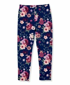 Best Pirce 🛒 Millie Loves Lily Navy & Plum Willow Floral Fleece-Lined Leggings - Infant, Toddler & 👧 Girls For Kids ❤️