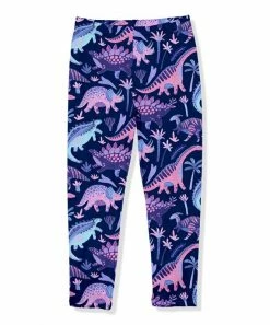 Outlet 🌟 Millie Loves Lily Navy & Purple Boho Dino Fleece-Lined Leggings - Infant, Toddler & 👧 Girls For Kids 🔥