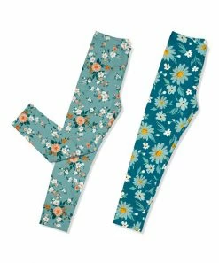 Best Pirce 👍 Millie Loves Lily Teal & White Daisy Floral Fleece-Lined Leggings Set - Infant, Toddler & 👧 Girls For Kids 😍
