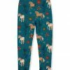 Promo 😍 Millie Loves Lily Teal & Brown Boho Horses Fleece-Lined Leggings - Infant, Toddler & 👧 Girls For Kids ✨