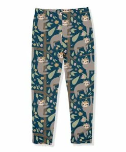 Promo 🎁 Millie Loves Lily Teal & Brown Happy Sloths Fleece-Lined Leggings - Infant, Toddler & 👧 Girls For Kids ❤️
