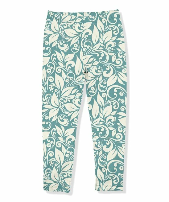 Best Pirce π Millie Loves Lily Nile Blue & Cream Floral Swirl Fleece-Lined Leggings - Infant, Toddler & π§ Girls For Kids π 1 Best Pirce π Millie Loves Lily Nile Blue & Cream Floral Swirl Fleece-Lined Leggings - Infant, Toddler & π§ Girls For Kids π