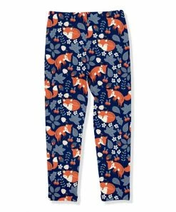 Cheapest ⌛ Millie Loves Lily Navy & Orange Fox Trot Fleece-Lined Leggings - Infant, Toddler & 👧 Girls For Kids 💯 -Little Millie-shop zu111026123 alt 2 tm1669758541