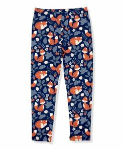 Cheapest ⌛ Millie Loves Lily Navy & Orange Fox Trot Fleece-Lined Leggings - Infant, Toddler & 👧 Girls For Kids 💯