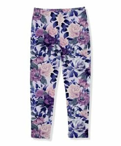 New 🔥 Millie Loves Lily Purple & Green Fame Floral Fleece-Lined Leggings - Infant, Toddler & 👧 Girls For Kids 💯