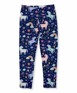 Best Sale 😍 Millie Loves Lily Navy & Pink Unicorn Playground Fleece-Lined Leggings - Infant, Toddler & 👧 Girls For Kids ⭐