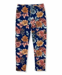 Outlet 🎉 Millie Loves Lily Navy & Rust Floral Fleece-Lined Leggings - Infant, Toddler & 👧 Girls For Kids ⌛