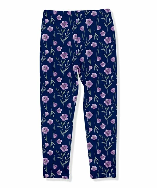 Promo βοΈ Millie Loves Lily Navy & Purple Petals Fleece-Lined Leggings - Infant, Toddler & π§ Girls For Kids π₯ 3 Promo βοΈ Millie Loves Lily Navy & Purple Petals Fleece-Lined Leggings - Infant, Toddler & π§ Girls For Kids π₯ - Image 3