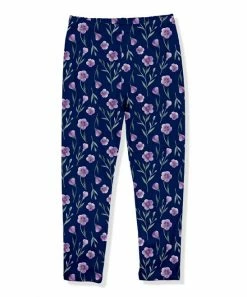 Promo ✔️ Millie Loves Lily Navy & Purple Petals Fleece-Lined Leggings - Infant, Toddler & 👧 Girls For Kids 🔥