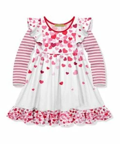 Discount ⌛ Millie Loves Lily White & Pink Trailing Floral Angel-Sleeve 👗 Dress - Toddler & 👧 Girls For Kids 🧨