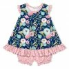 Best Sale 👍 Little Millie Navy Famous Floral 👗 Skirted Romper - Infant For Kids 👏