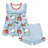 Coupon ✨ Millie Loves Lily Sky Blue Farms & Barns Angel-Sleeve Top & White Stripe Shorts - 👧 Girls For Kids 🔔