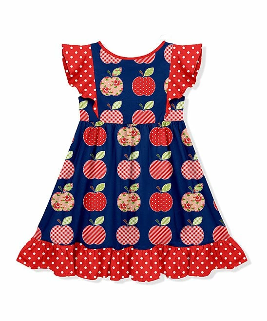 Wholesale π Millie Loves Lily Navy & Red Apples Angel-Sleeve π Dress - Toddler & π§ Girls For Kids π 2 Wholesale π Millie Loves Lily Navy & Red Apples Angel-Sleeve π Dress - Toddler & π§ Girls For Kids π - Image 2