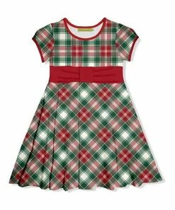 Coupon 💯 Millie Loves Lily Red & Green ❄ Christmas Plaid Bow-Accent A-Line 👗 Dress - Toddler For Kids 🤩