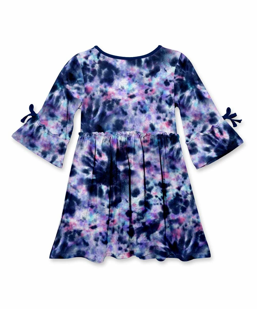 Hot Sale 🎉 Millie Loves Lily Navy Midnight Tie-Dye Ruffle-Sleeve A-Line 👗 Dress - Toddler & 👧 Girls For Kids 🎁 2 Hot Sale 🎉 Millie Loves Lily Navy Midnight Tie-Dye Ruffle-Sleeve A-Line 👗 Dress - Toddler & 👧 Girls For Kids 🎁 - Image 2