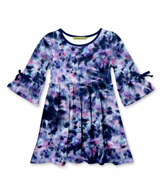 Hot Sale 🎉 Millie Loves Lily Navy Midnight Tie-Dye Ruffle-Sleeve A-Line 👗 Dress - Toddler & 👧 Girls For Kids 🎁 1 Hot Sale 🎉 Millie Loves Lily Navy Midnight Tie-Dye Ruffle-Sleeve A-Line 👗 Dress - Toddler & 👧 Girls For Kids 🎁