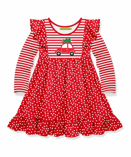 Best deal π Millie Loves Lily Red Dot π Christmas Tree Car Ruffle Angel-Sleeve π Dress - π§ Girls For Kids π₯° 1 Best deal π Millie Loves Lily Red Dot π Christmas Tree Car Ruffle Angel-Sleeve π Dress - π§ Girls For Kids π₯°
