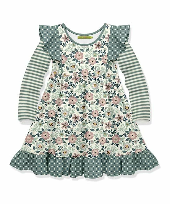 Buy β€οΈ Millie Loves Lily Cream & Sage Floral & Stripe Ruffle-Shoulder A-Line π Dress - Toddler & π§ Girls For Kids π 1 Buy β€οΈ Millie Loves Lily Cream & Sage Floral & Stripe Ruffle-Shoulder A-Line π Dress - Toddler & π§ Girls For Kids π