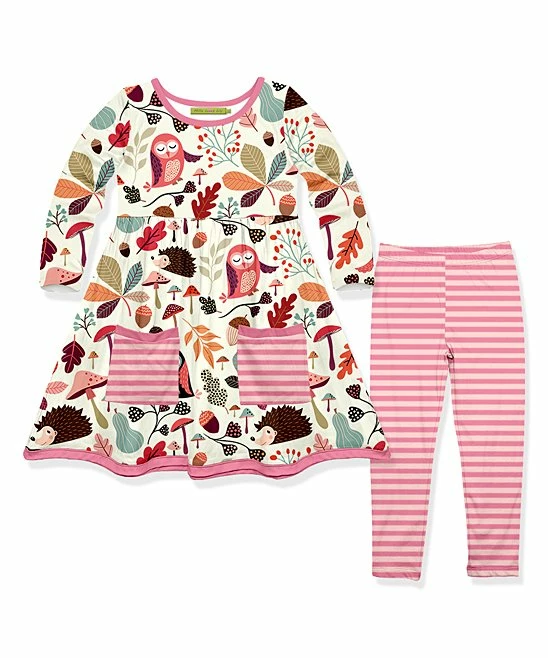Brand new 𧨠Millie Loves Lily Ecru Birds Leaves A-Line π Dress & Pink Stripe Leggings - Toddler & π§ Girls For Kids β 1 Brand new 𧨠Millie Loves Lily Ecru Birds Leaves A-Line π Dress & Pink Stripe Leggings - Toddler & π§ Girls For Kids β